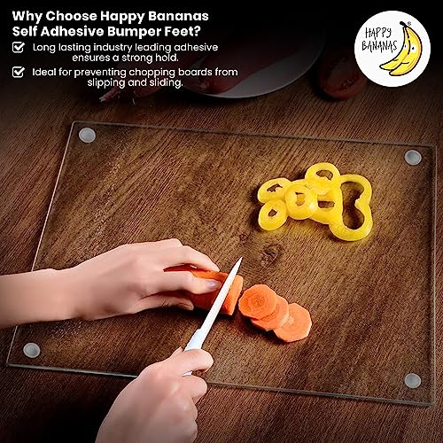 Happy Bananas Clear Self Adhesive Flat Topped Bumper Pads Stops Rubber Feet for Chopping Boards, Electronics, Glass, Crafts - 12.7mm x 3.5mm (30)