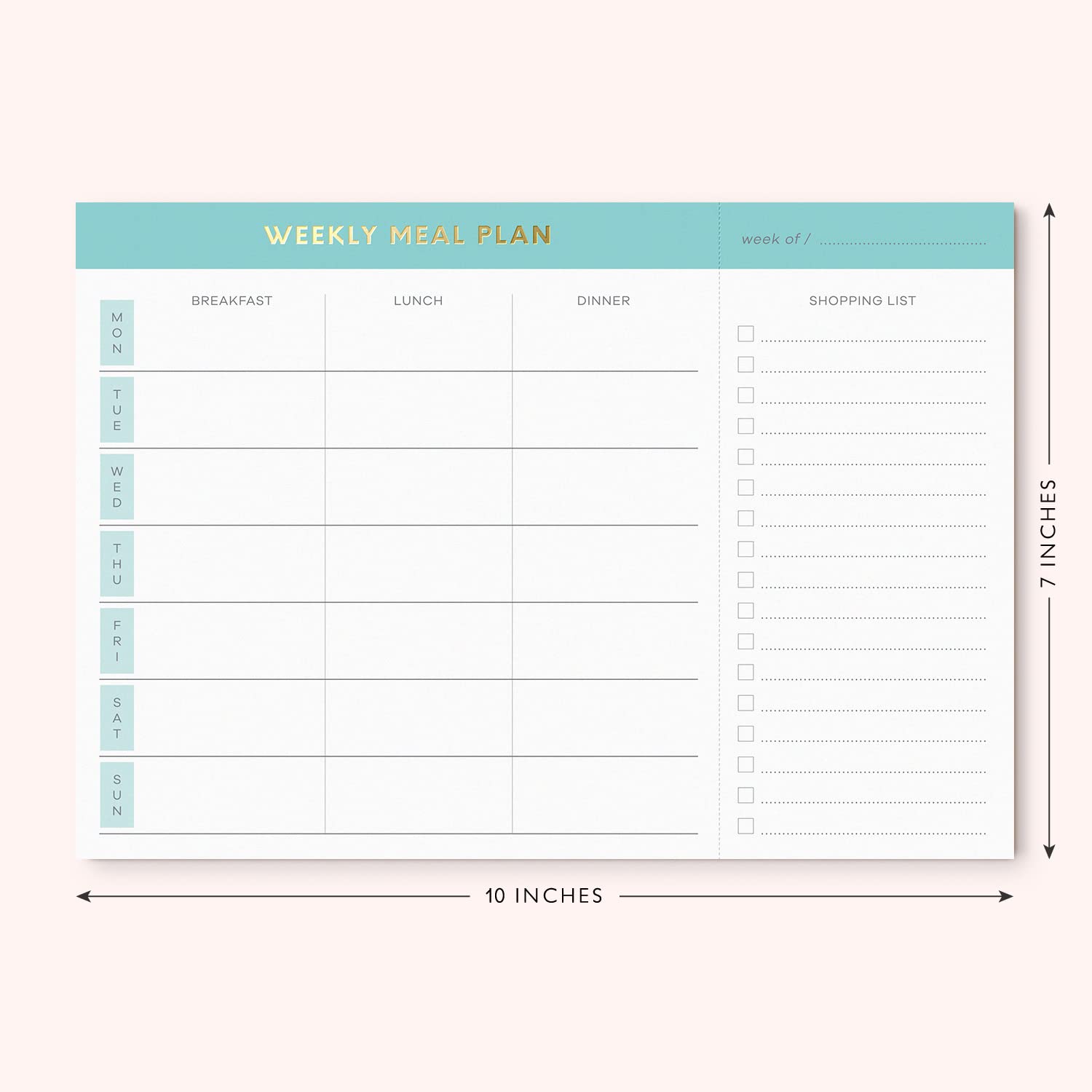 Sweetzer & Orange Weekly Meal Planner and Grocery List Magnetic Notepad. Teal 10x7” Meal Planning Pad with Tear Off Shopping List. Plan Weekly Menu Food for Weight Loss or Dinner List for Family!