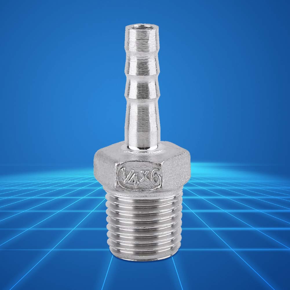 1 x SS304 Stainless Steel Barbed Hose Connector with Thread Adaptor DFE Tail Pipe 1/8~3/4