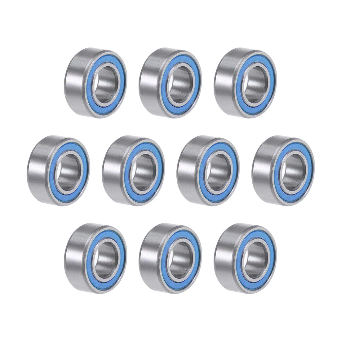 sourcing map MR105-2RS Deep Groove Ball Bearings 5mm x 10mm x 4mm Double Sealed Chrome Steel Blue Cover P6(ABEC3) 10pcs