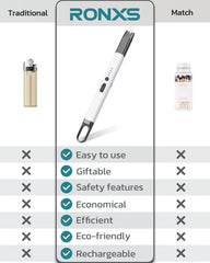 RONXS Electric Lighter, Candle Lighter with Safety Lock Windproof Flamless Arc Rechargeable Long Lighter with Battery Indicator