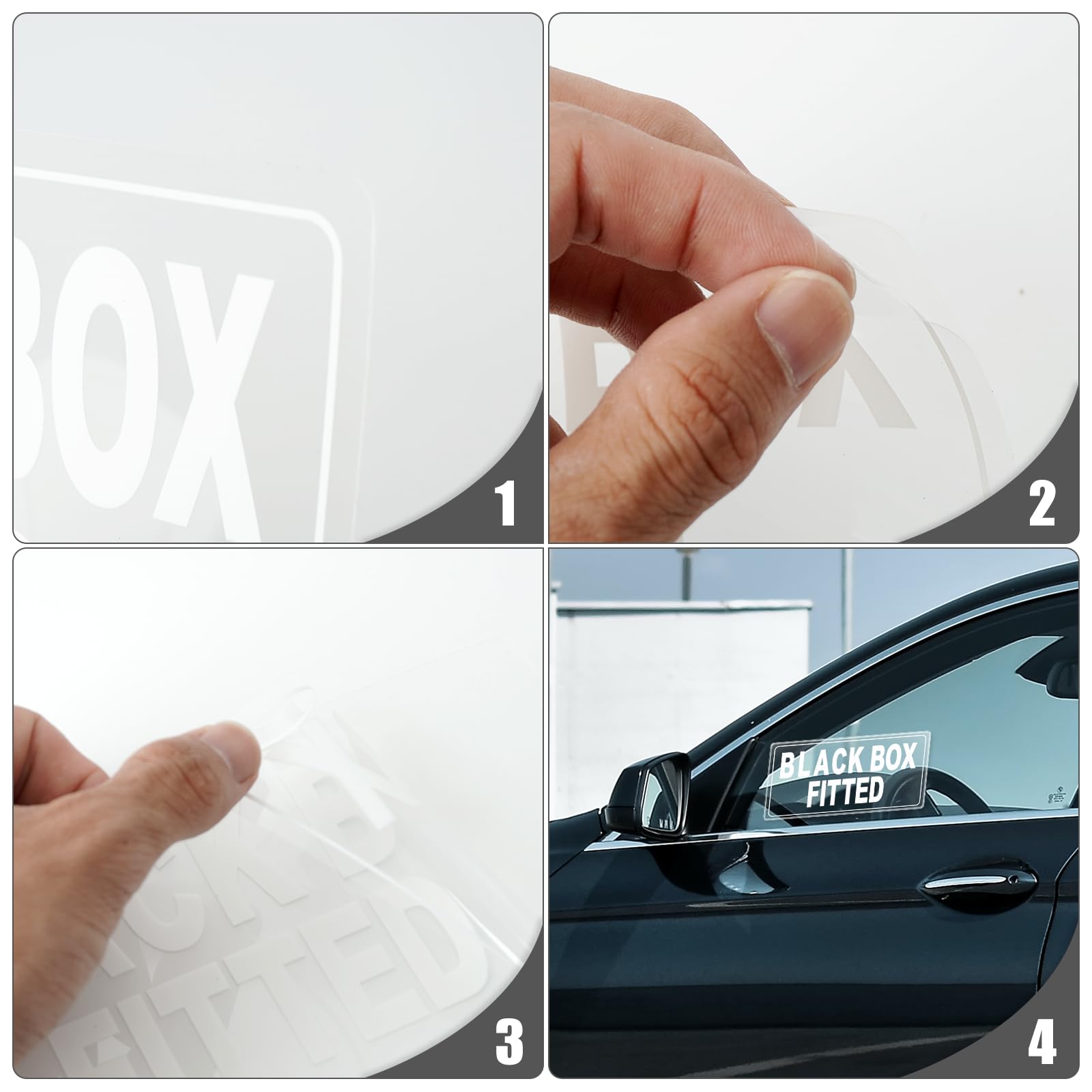 Black Box Fitted Sticker Sign Vinyl 100mm X 150mm Self-Adhesive Security Warning Decal Removable Waterproof for Car Window Bumper Door 5 PCS