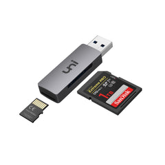 uni SD Card Reader 2-in-1, Memory Card Reader USB 3.0 [Aluminium, 2TB, 5Gbps] SD Card Adapter Reading Simultaneously for SD, TF, SDXC, SDHC, MMC, Micro SDXC, Micro SD, Micro SDHC