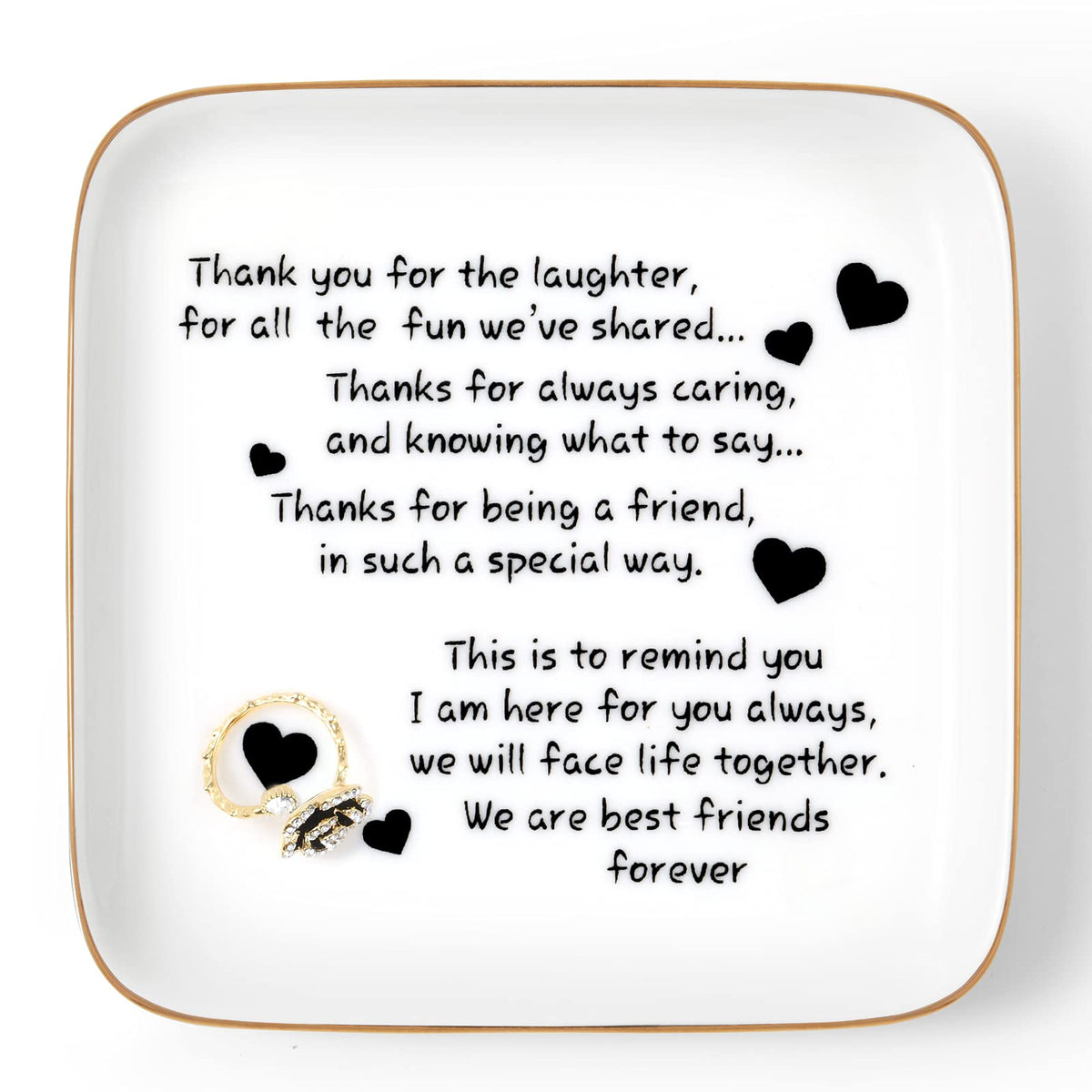 Friend Gift for Women, Trinket Dish with Thank You Sayings, Inspirational Friend Birthday Gifts for Women, Funny Gift Ideas for Her, BFF, Best Friends, Coworkers, Female