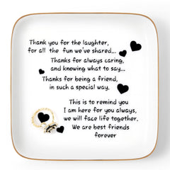 Friend Gift for Women, Trinket Dish with Thank You Sayings, Inspirational Friend Birthday Gifts for Women, Funny Gift Ideas for Her, BFF, Best Friends, Coworkers, Female