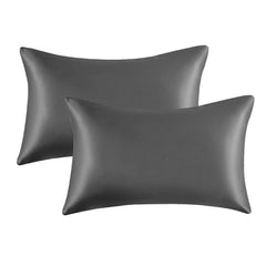 My home store Satin Pillow Cases 2 Pack - Charcoal Silk Pillowcase for Hair and Skin - Standard Size with Hypoallergenic Envelope Closure, 50 x 75 cm