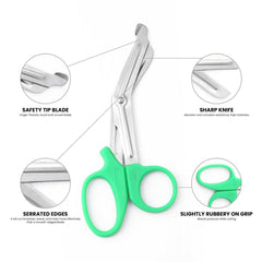 Scissors, EMT and Trauma Shears, Titanium Bandage Shears 5.5'' Bent Stealth for Nurses, Students, Emergency Room (Green 5.5)