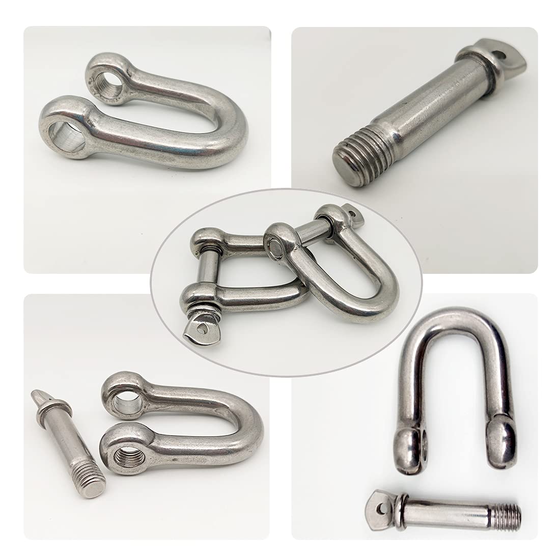 D Ring Shackle Lock-M12/0.47 inches, 304 Stainless Steel D Ring for Heavy Duty Construction, Rigging, Vehicle Recovery, Hauling, Tie Downs, Hanging-2 Pcs