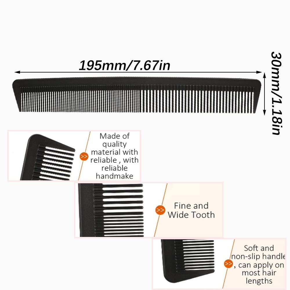 Hair Comb, Professional Hairdressing Carbon Fibre Comb, Fine and Standard Tooth Hair Cutting Comb, Heat Resistant Anti Static Hair Comb, Hairdressing Styling Combs