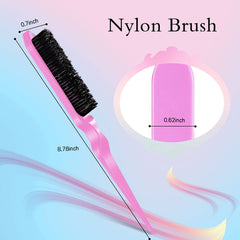 3 Pcs Slick Back Hair Brush Set Bristle Hair Brush Edge Control Brush Teasing Comb for Women Baby Kids' Black Hair (Light Pink)