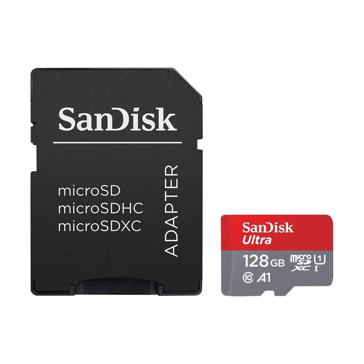 SanDisk Ultra 128 GB microSDXC Memory Card and SD Adapter with A1 App Performance Up to 100 MB/s, Class 10, U1