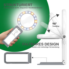 Magnifying Glass with Light and Stand, 30X 10X Foldable Reading Magnifier with 18 LED Light, Dimmable Large Glass Handheld Magnifier, Desk Magnifier for Seniors Jeweler Crafts Books Coins