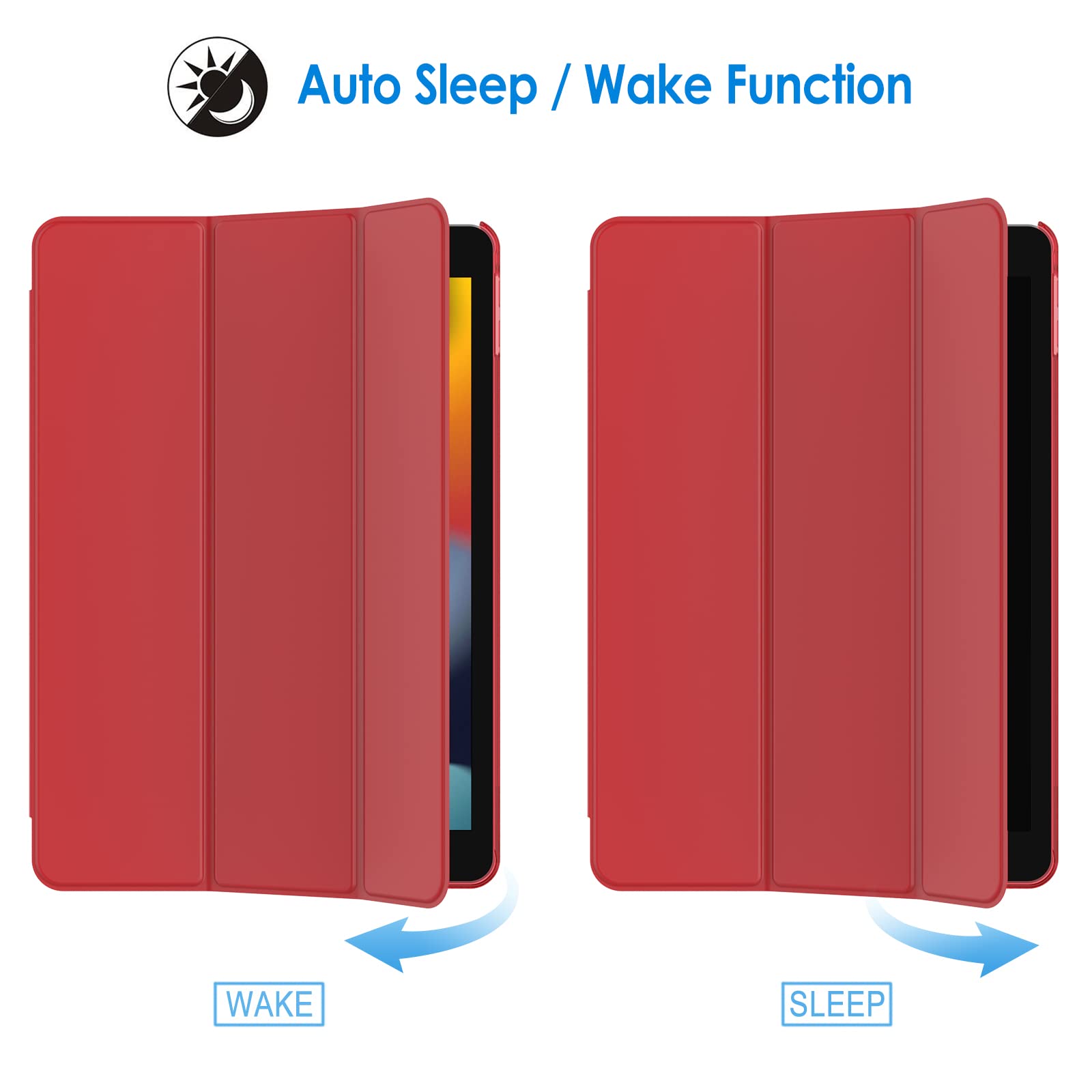 JETech Case for iPad 9/8/7 (10.2-Inch, 2021/2020/2019 Model, 9th/8th/7th Generation), Auto Wake/Sleep (Red)