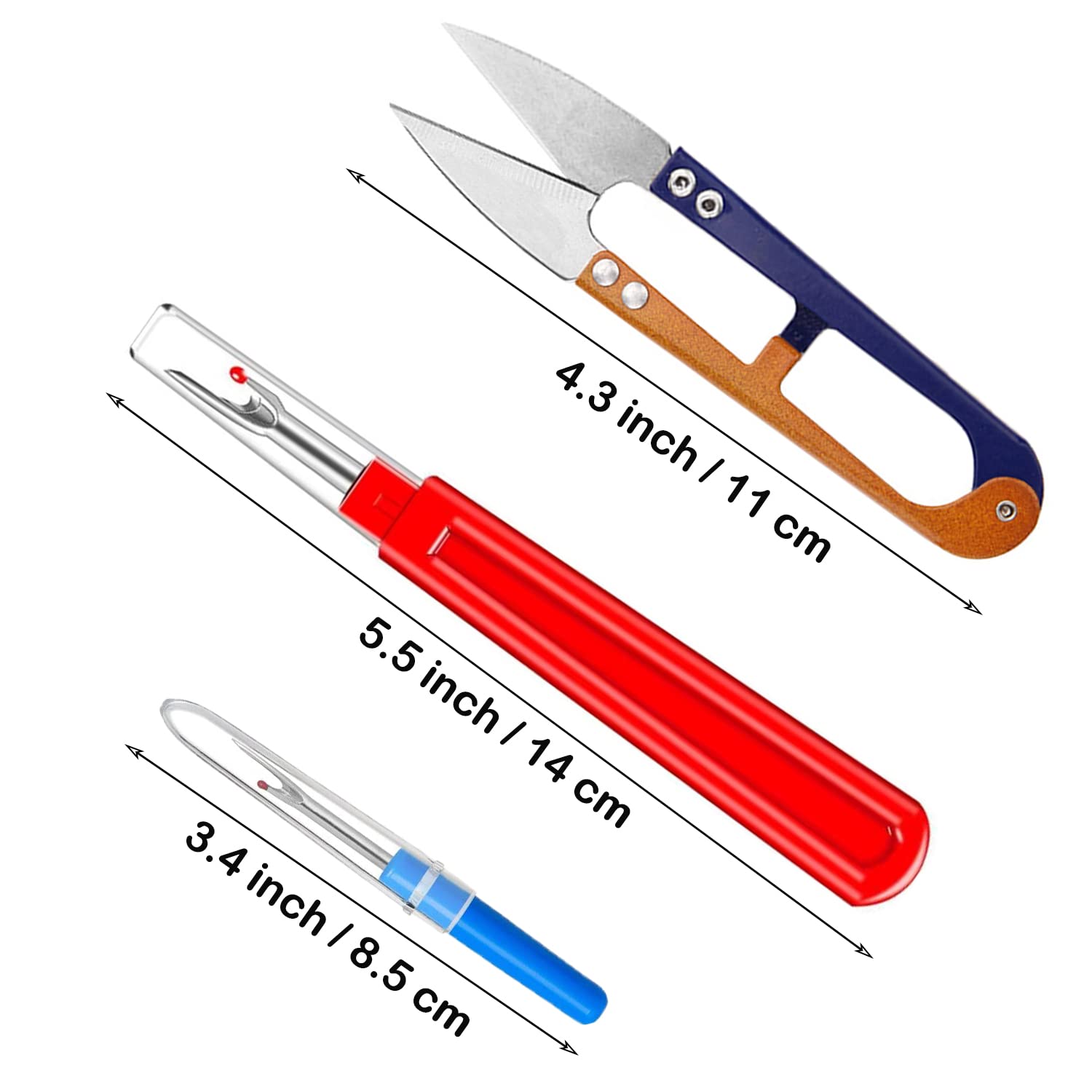 4 PCS Seam Ripper,Set Contains 2 Large Stitch Rippers,2 Small Thread Picker Tool,Scissors and Storage Box,The Sharp Stitch Ripper is Suitable for All Kinds of Sewing Jobs,Crafting, DIY