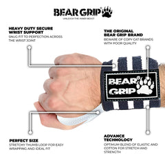 BEAR GRIP - Weight lifting wrist support wraps (Sold in pairs) (Black-White-Tessellation)