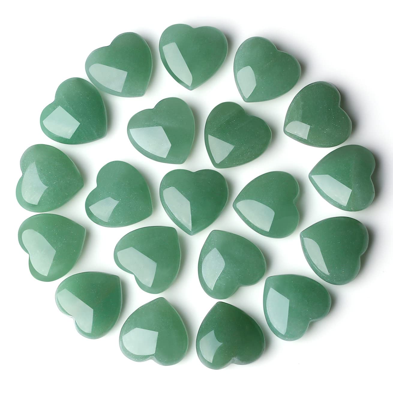 XIANNVXI 10 Pcs Green Aventurine Crystals Heart Natural Green Crystals Gemstones Set Polished Love Palm Pocket Stones Reiki Crystal Beginners Gifts