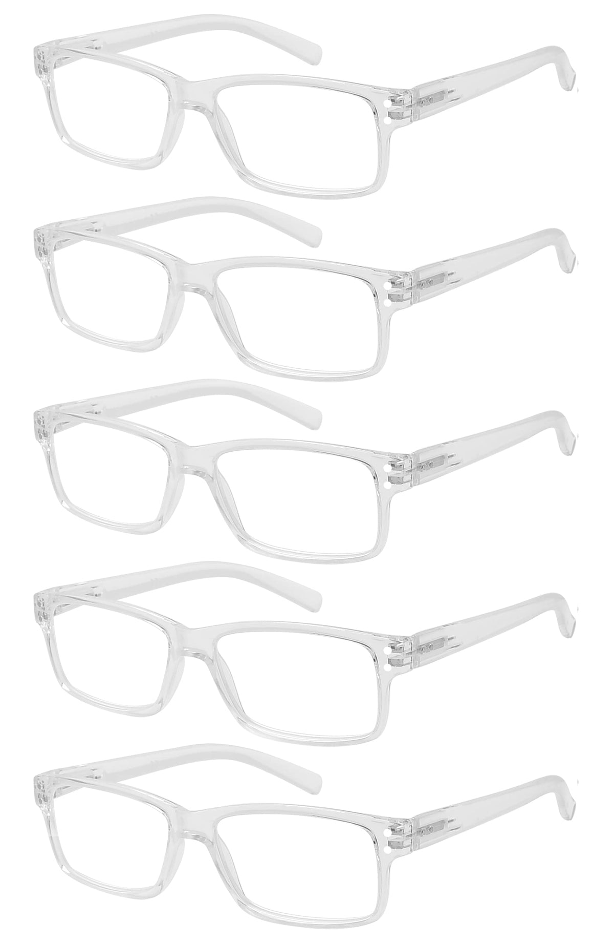 Eyekepper Mens Vintage Reading Glasses-5 Pack Clear Frame Glasses for Men Reading, Reader Eyeglasses Women