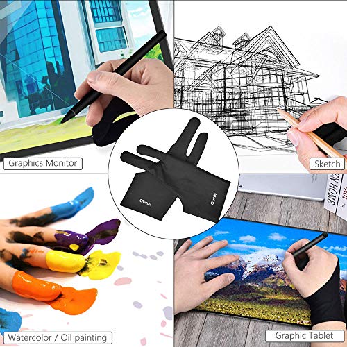 OTraki Artist Glove Anti-fouling Digital Draw Glove 4 Pack High-elastic Lycra Fiber Two Finger Gloves Free Size for Graphics Drawing, Tablet, Pad and Art Creation for Right Hand or Left Hand