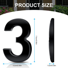 Vicloon Mailbox Numbers Self Adhesive, 3 Inches 3D Mailbox Numbers Waterproof, Door Numbers House Numbers Street Number Stickers for House Mailbox Apartment Hotel Courtyard Cafe Black(3)