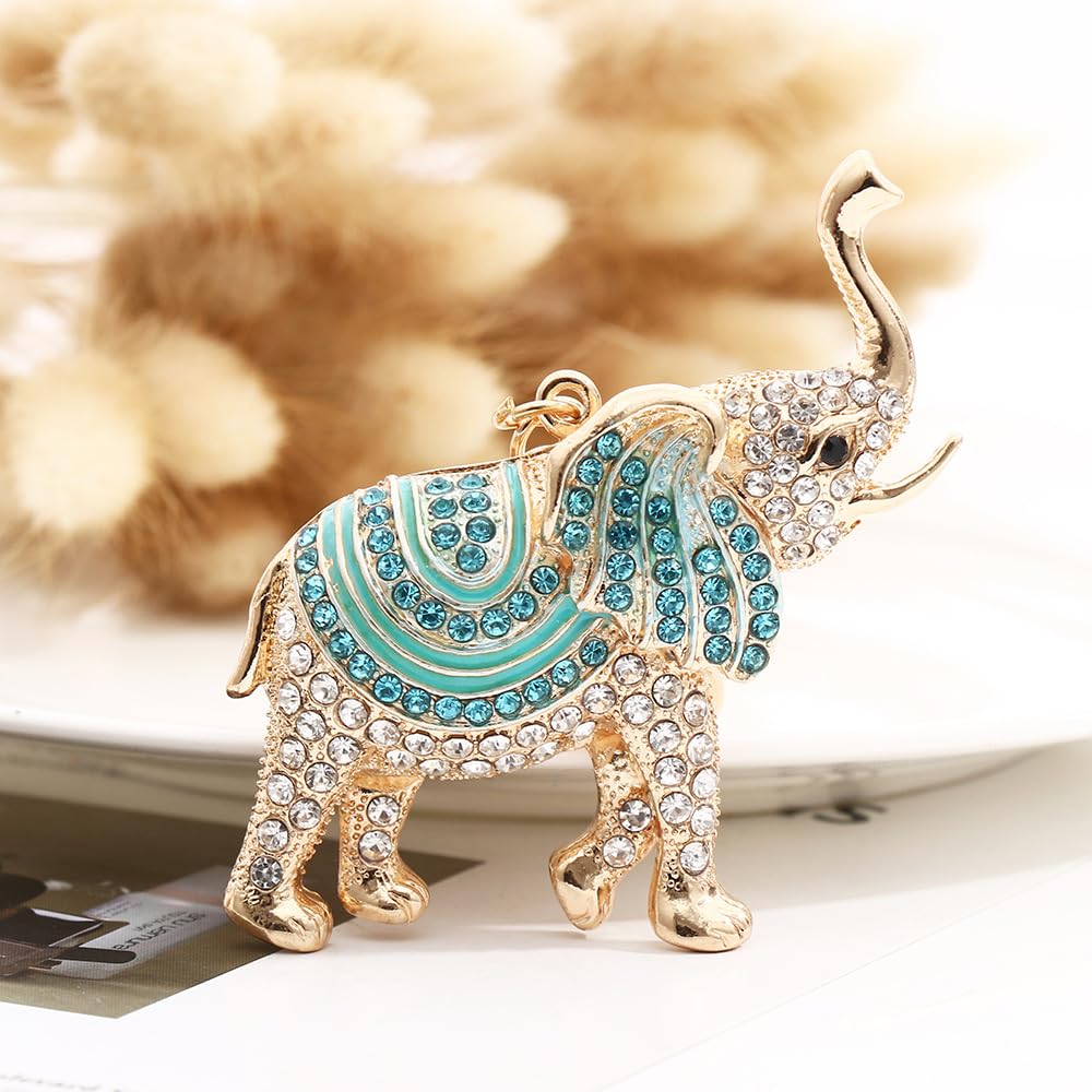 Wasserquelle Creative Elephant Key Chain Lucky Elephant Keyrings Accessories Cute Animal Keychains Fashion Rhinestone Metal Keyring Charm Pendant for Woman Girls Lady