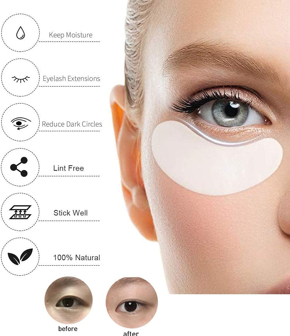 Chargenyang Under Eye Gel Pads Eyelash Extension Pads Lint Free DIY False Eyelash Lash Extension Makeup Eye Gel Patches Pack (50 Pair)