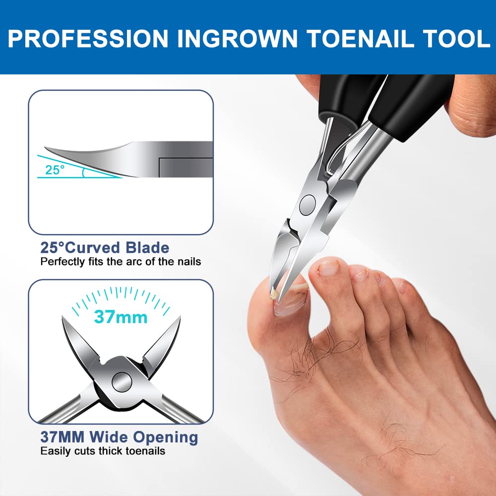 Toenail Clippers for Seniors Thick Nails - Wide Jaw Opening Extra Large Toe Nail Clippers with Catcher, Professional Sharp Curved Blade Heavy Duty Clipper Pro Nail Cutter for Seniors Long Handle