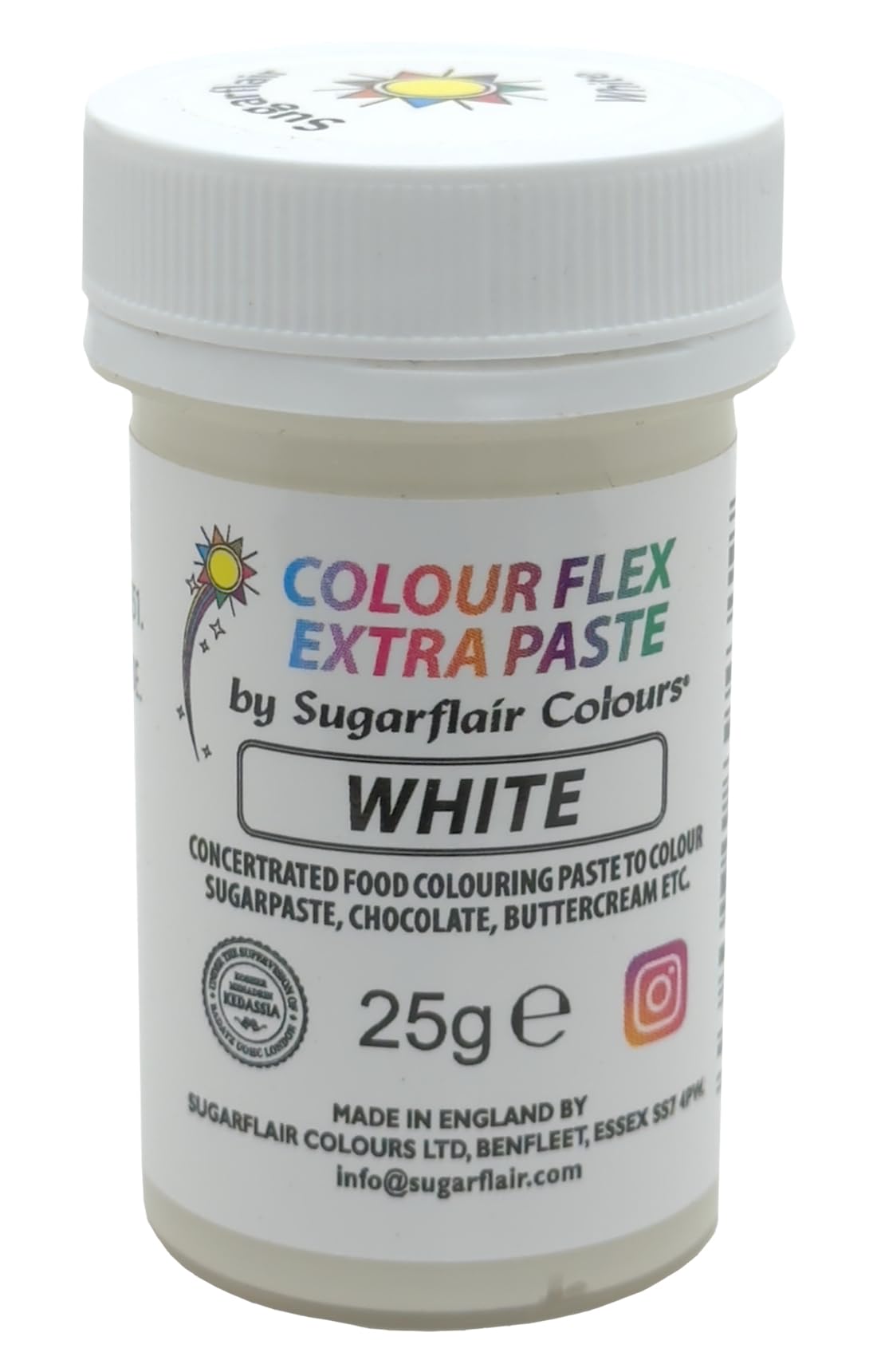 Colour Flex White Extra Concentrated Food Colouring Paste, Vibrant Edible Colour For Buttercream, Chocolate, Sugarpaste, Icing, Fondant, Royal Icing, Cake Mix and More - 25g