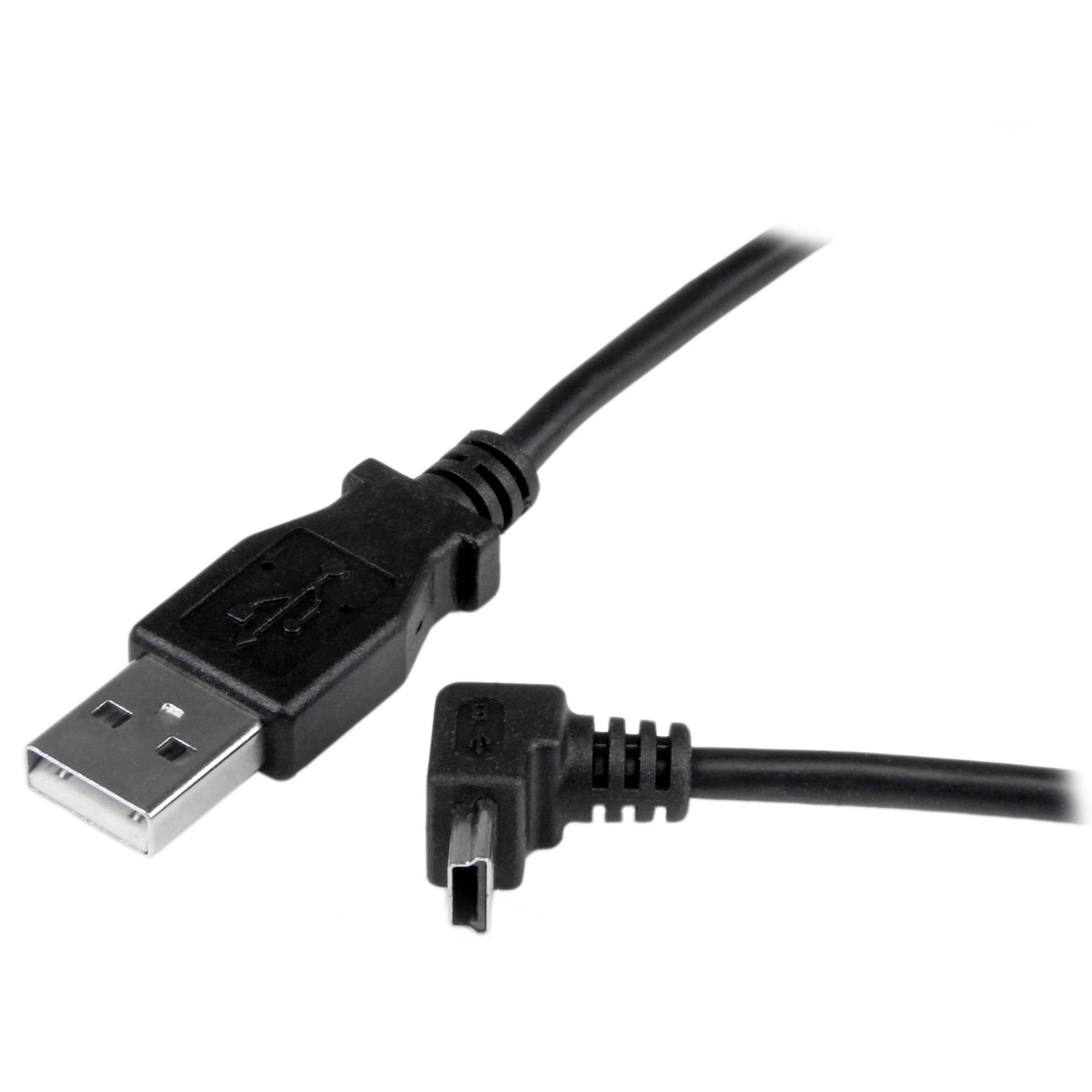 StarTech.com 1m Mini USB Cable Cord - A to Up Angle Mini B - Up Angled Mini USB Cable - 1x USB A (M), 1x USB Mini B (M) - Black (USBAMB1MU)