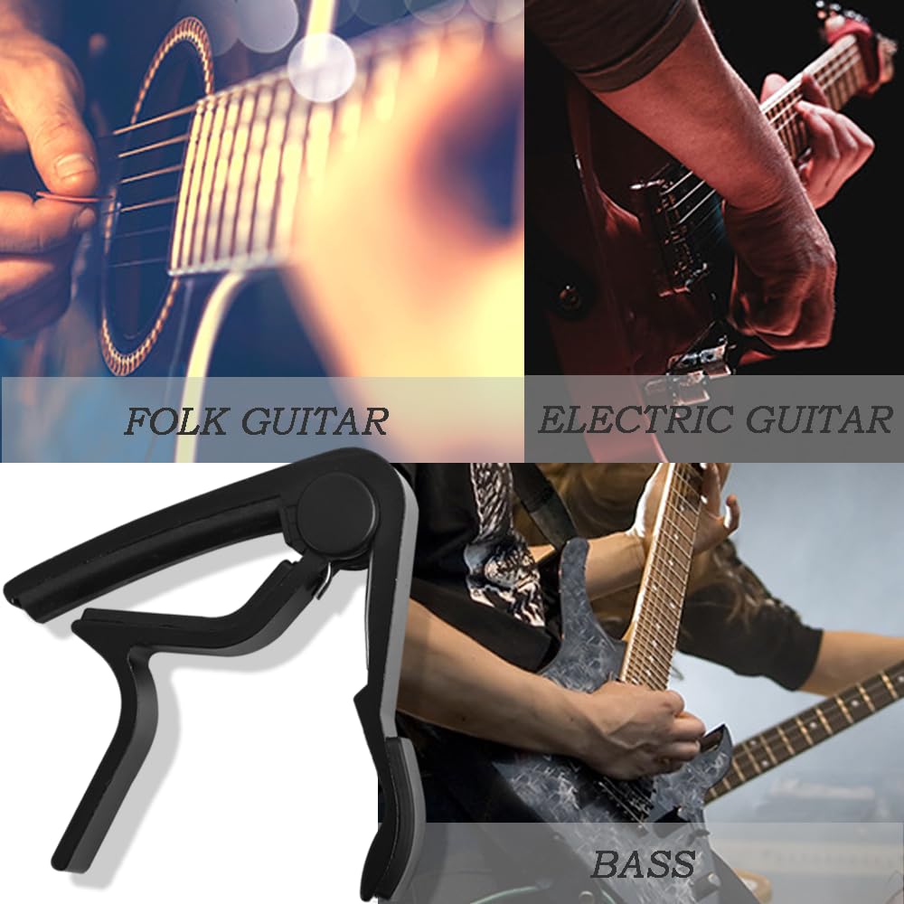 DAZISEN Guitar Capo with 5 Guitar Picks - Quick Release Capotastos Capo Clamp for Classical Guitar, Electric Guitar, Ukulele, Bass, Blue