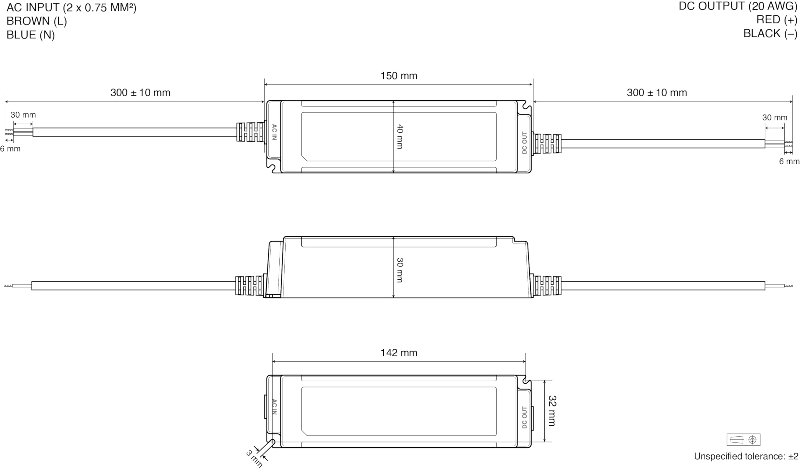 illuburg LED Driver 24V 40W Waterproof IP67 Flickerfree for LED Strip Light LED Power Supply Transformer