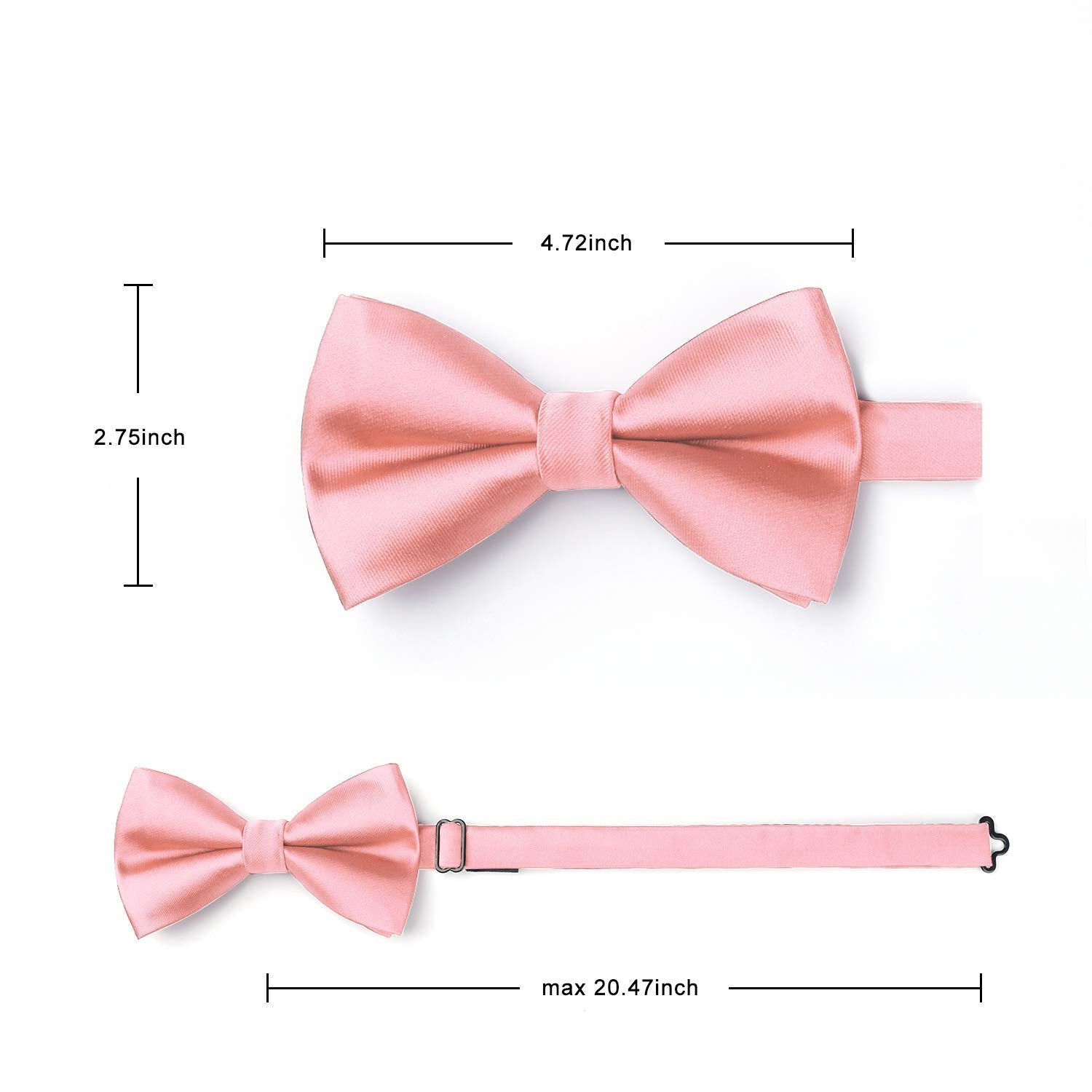 HISDERN Light pink Bow Tie for Men Pre-tied Wedding Formal Tuxedo Bowtie Classic Handkerchief Set Adjustable