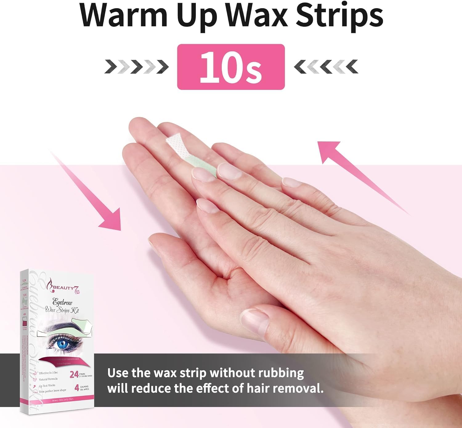 Beauty7 Wax Strips for Face, Eyebrow Shaper Pre-cut, 24pcs Waxing Strips with 4pcs Cleaner Oil Wipes, Cold Wax Strips Facial Hair Removal