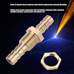 Brass Bulkhead Pipe Fitting, Akozon Brass Barbed Bulkhead Fitting 2 Pcs Hose Barb Brass Coupler Connector Adapter(8mm)