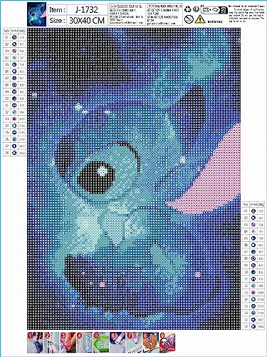 XKQYX 5D Diamond Art Kits for Kids Adults, Stitch Diamond Art Painting Kits Full Drill, Crystal Rhinestone Art Craft Embroidery Canvas Pictures Painting for Home Wall Decor Gifts - Anime