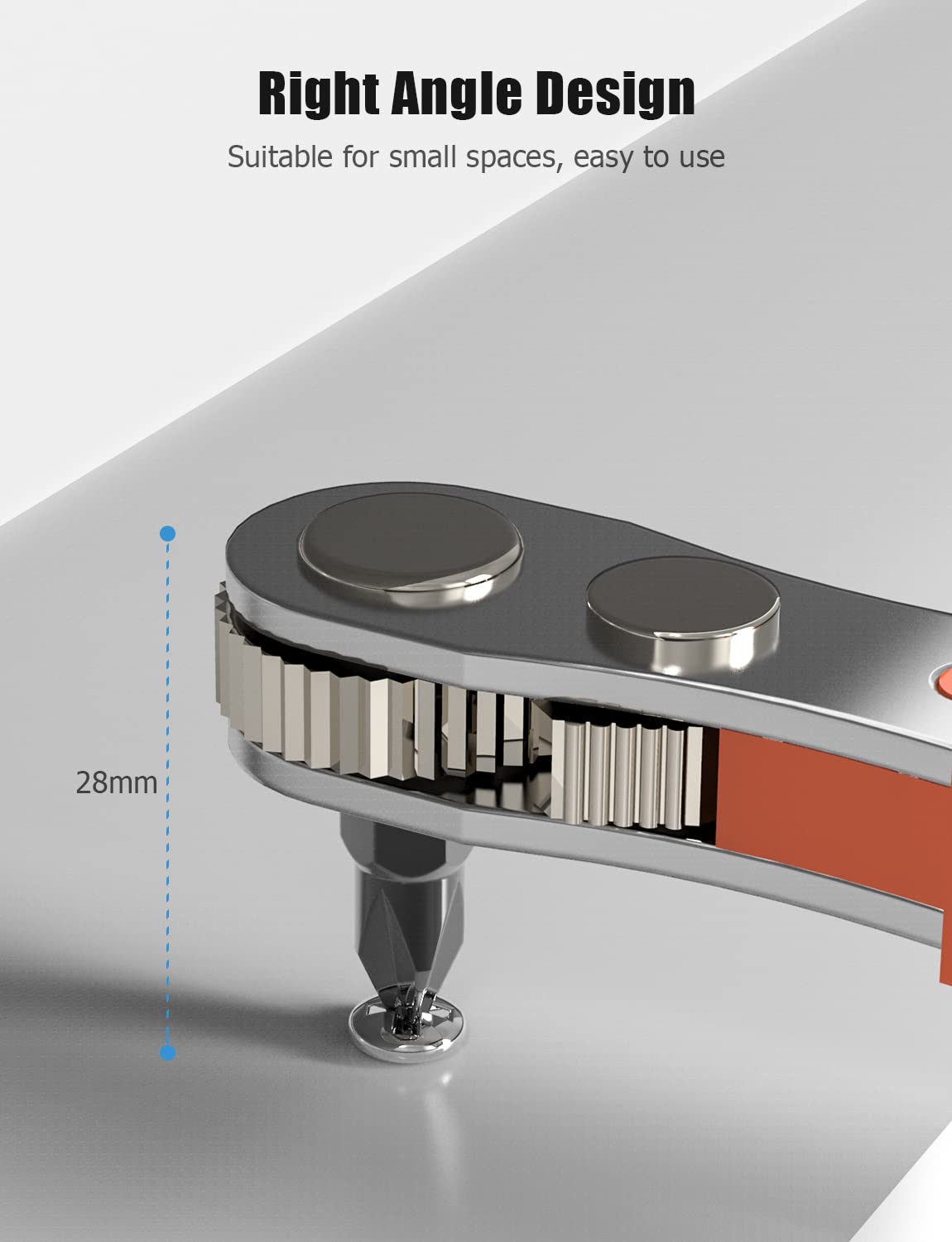 Right Angle Phillips Magnetic Screwdriver for Awkward Spaces, Ancable 1/4” PH2 Mini Ratchet Wrench 1/4 Inch Drive High Torque Offset Reversible Mini Ratcheting Offset Screwdriver for Tight Areas