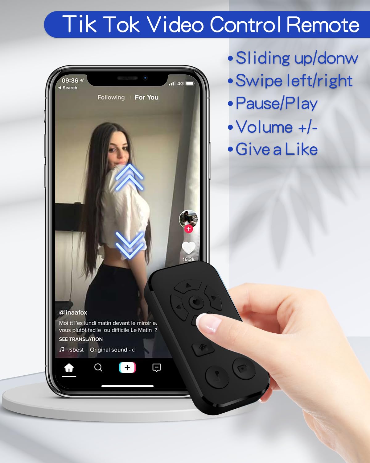 Zttopo TIK Tok Scrolling Remote Control for iPhone, iPad, iOS, Android, Bluetooth Remote Control For Kindle App Page Turner,Camera Photo, Video Like Clicker for iPhone,Samsung,Smartphone