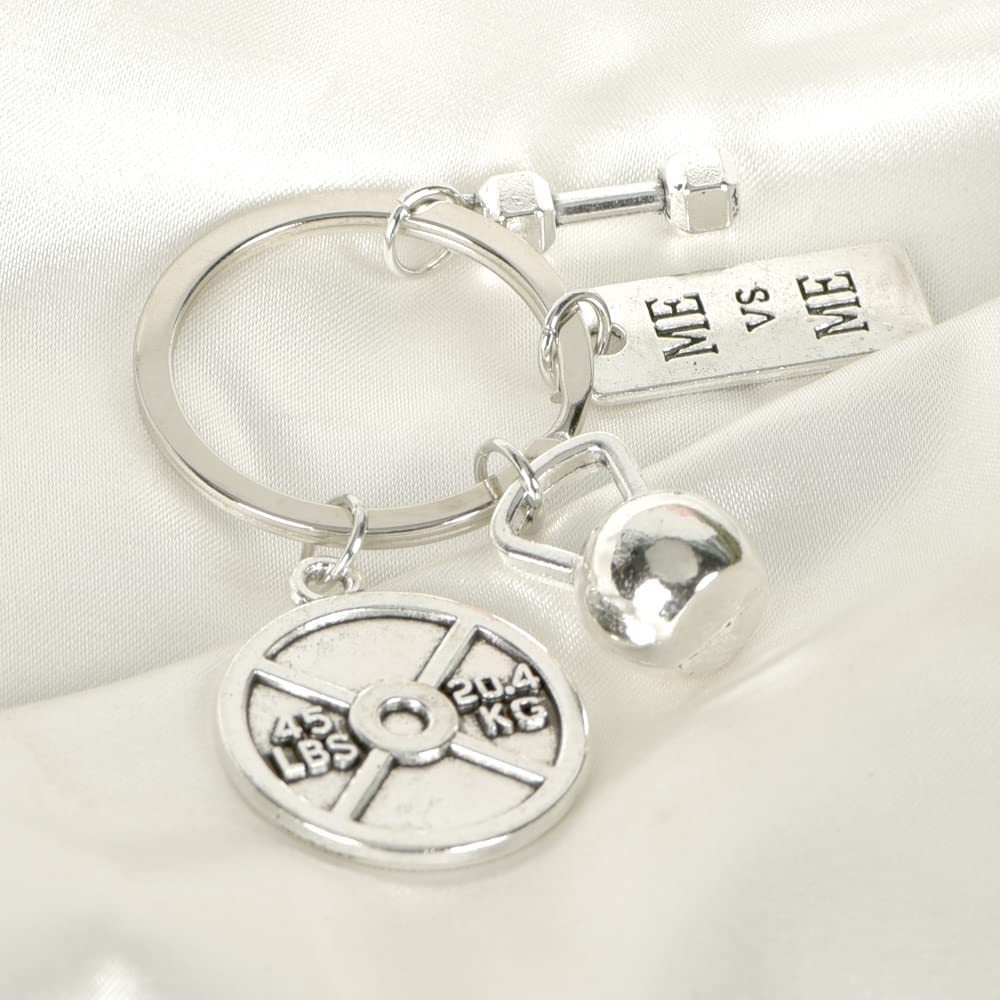 ShiQiao Spl Fitness Keychains with Quotes Weight Plate Dumbbell Kettlebell Charms Keyring