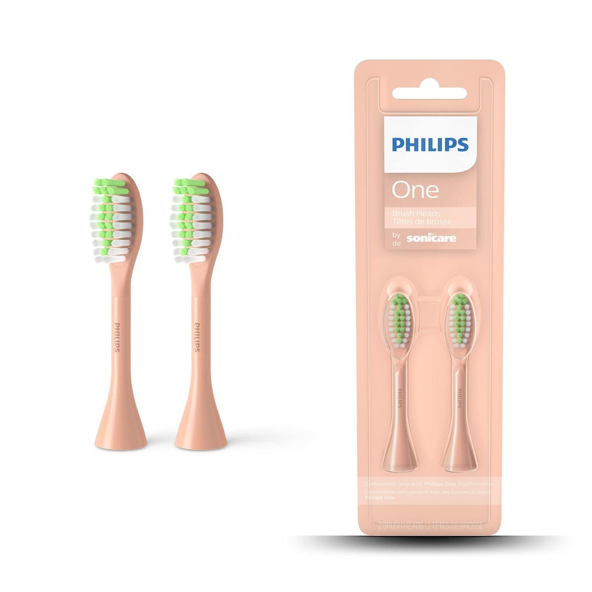 Philips One Electric Toothbrush Brush Head - Pack of 2 (Model BH1022/05), Pink