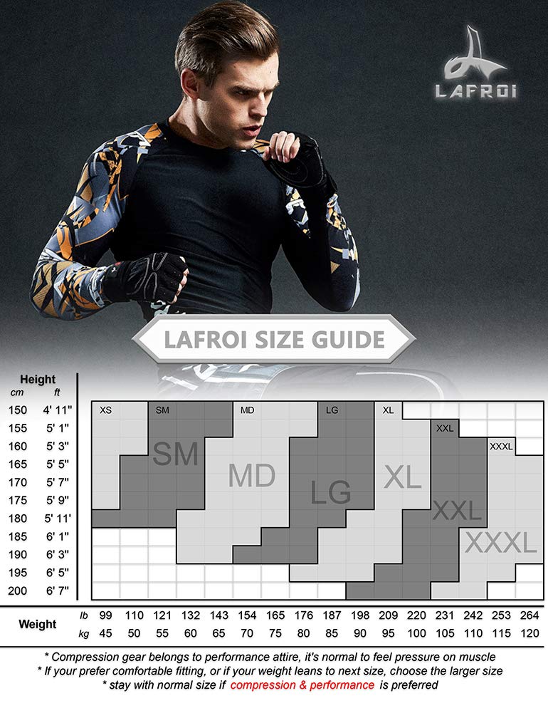 LAFROI Men's Long Sleeve UPF 50and Baselayer Skins Performance Fit Compression Rash Guard-CLYYB Asym Gaze Size LG