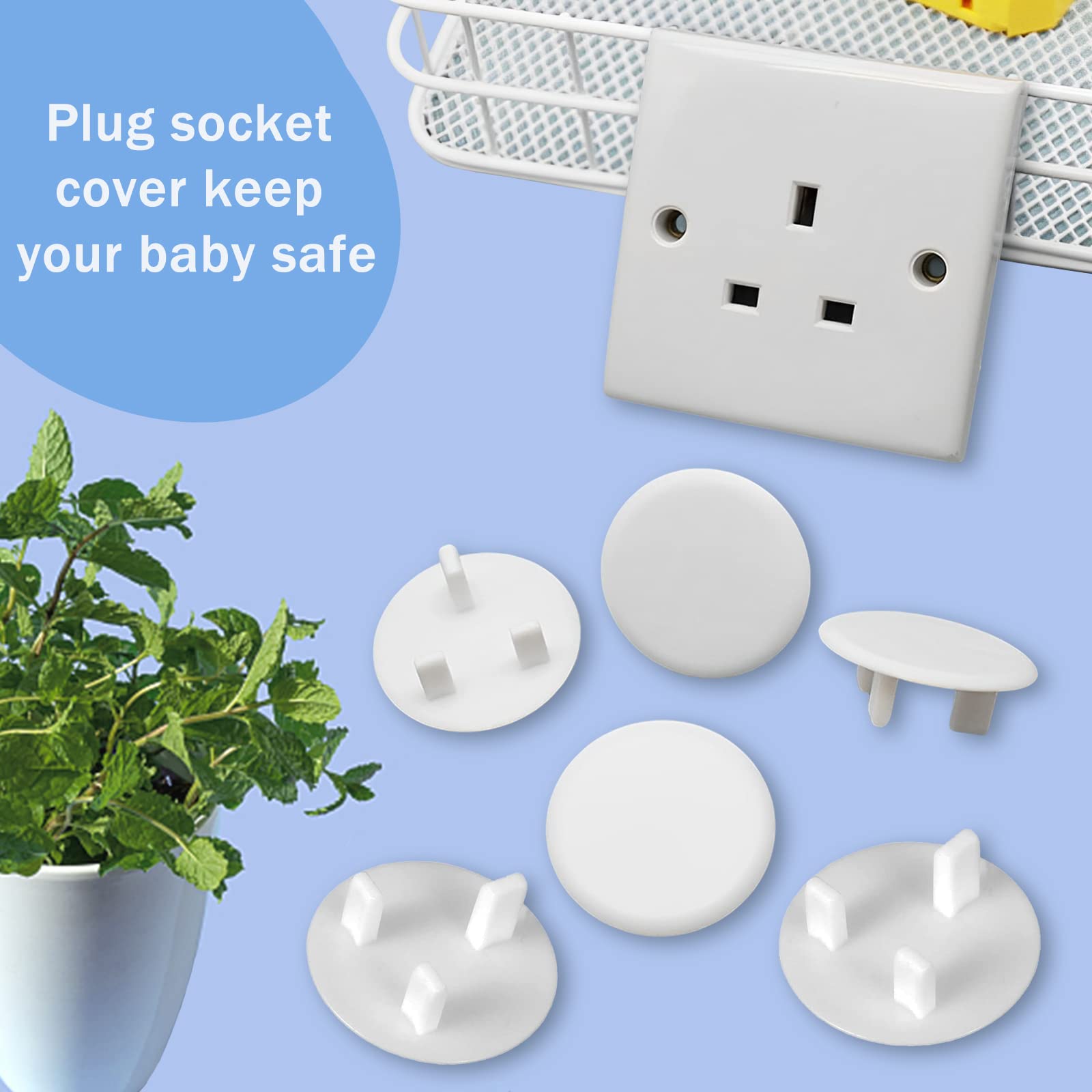 Wendergo Plug Socket Covers UK White Baby Safety Socket Covers Electrical Outlet Socket Protectors Socket Caps, Perfect for Children Safety at Home and School(8Pack)