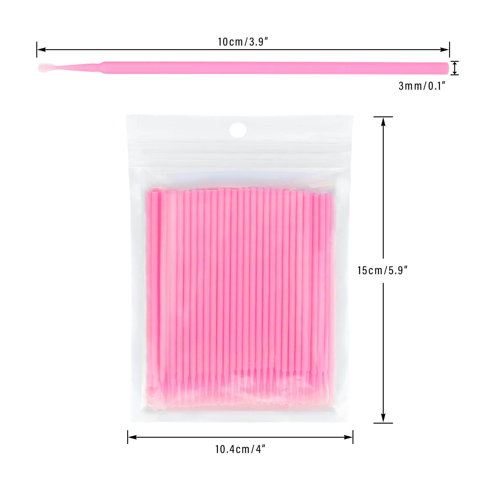 G2PLUS 200PCS Micro Applicators Brushes, Pink Disposable Micro Applicators, Disposable Eyelash Extension Swabs for Eyelashes Extensions