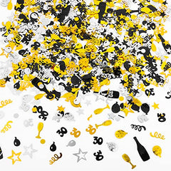 3000 Pieces Birthday Confetti Number 30 Glitter Confetti Birthday Cake Confetti Table Confetti Black Gold and Silver Party Decorations Supplies for Birthday, Anniversary (30th Style)