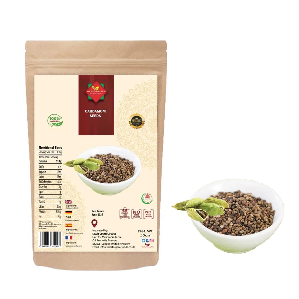 Cardamom Seeds (50g/1.76oz)   Green Cardamom Seeds   100% Natural   Premium Quality   Authentic   No Additives