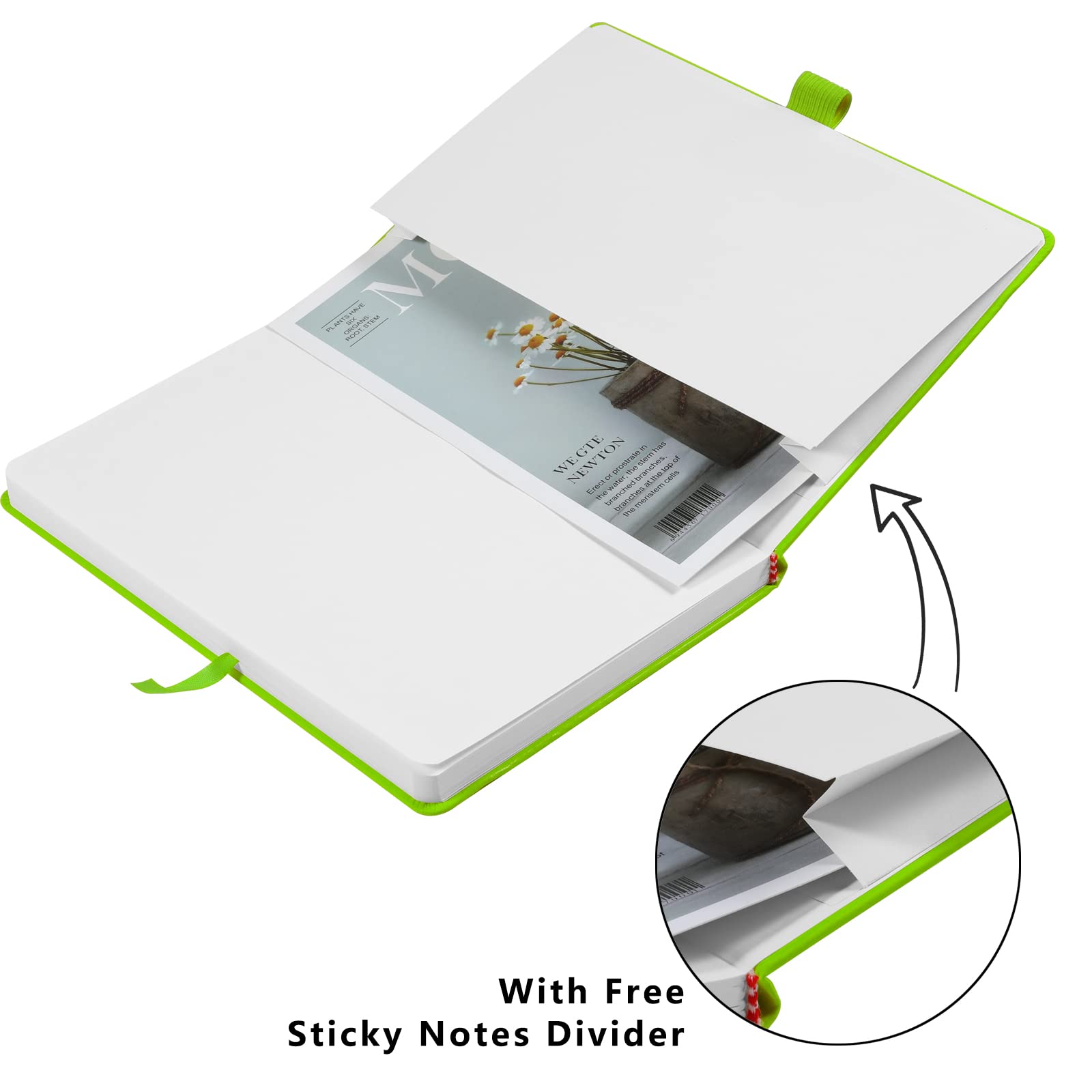 A5 Notebook, Notebook A5 200 Pages 80 GSM Journal Notebook Hardback Notepad with Lined Pages, Pen Loop, and Inner Pocket (Green)