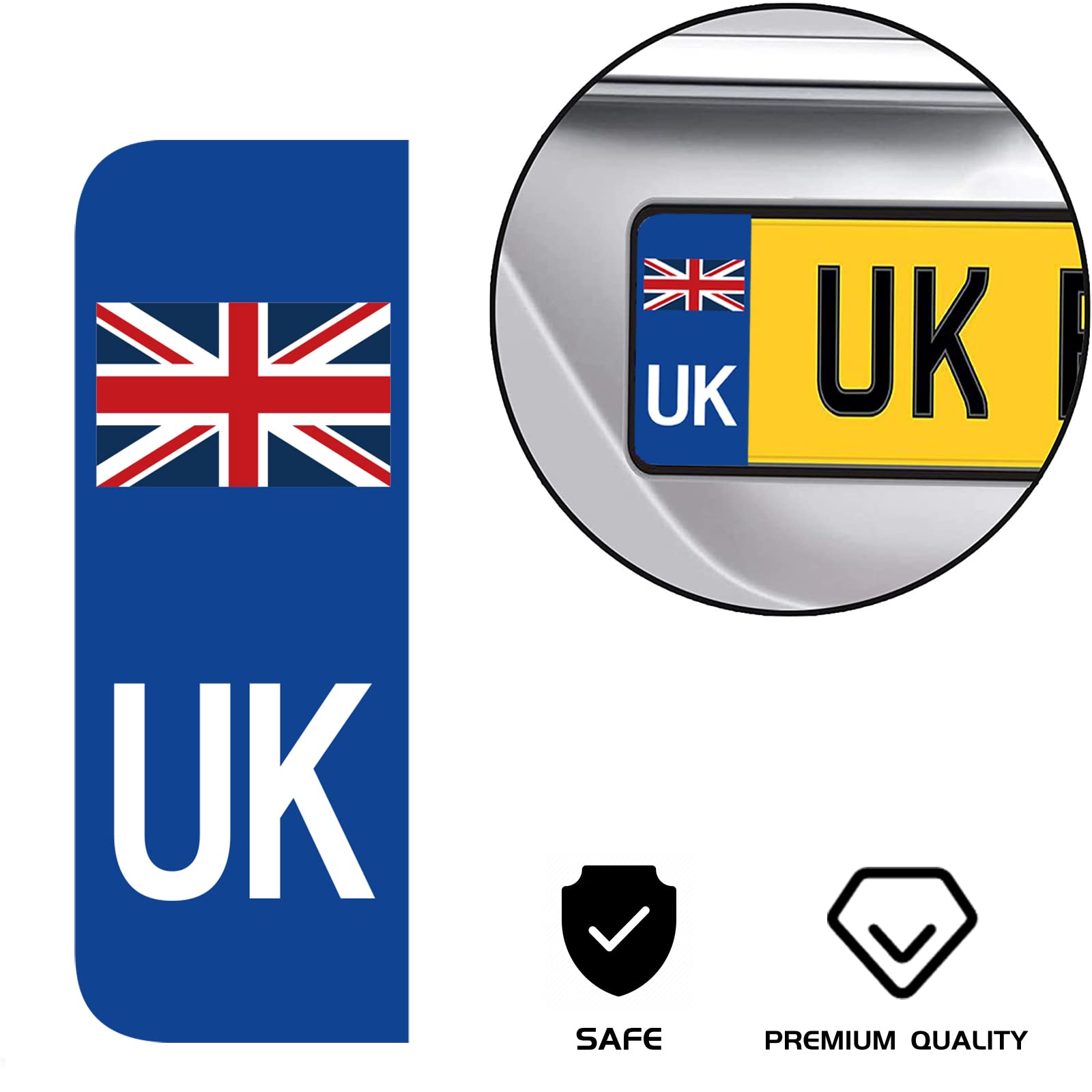 Pair of European Road Legal UK Car Number Plate Vinyl Stickers for Replace GB Stickers after BREXIT