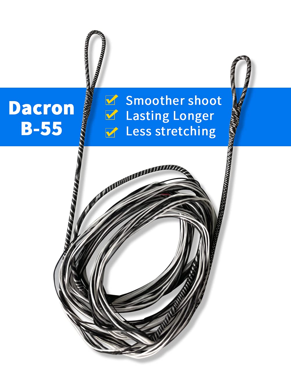 longbowmaker B-55 Dacron Bow String 44-66 Inchens Replacement Bowstring for Traditional and Recurve Bow (12 strands(up to 40lbs), AMO 56 inches(actual 52 inches))