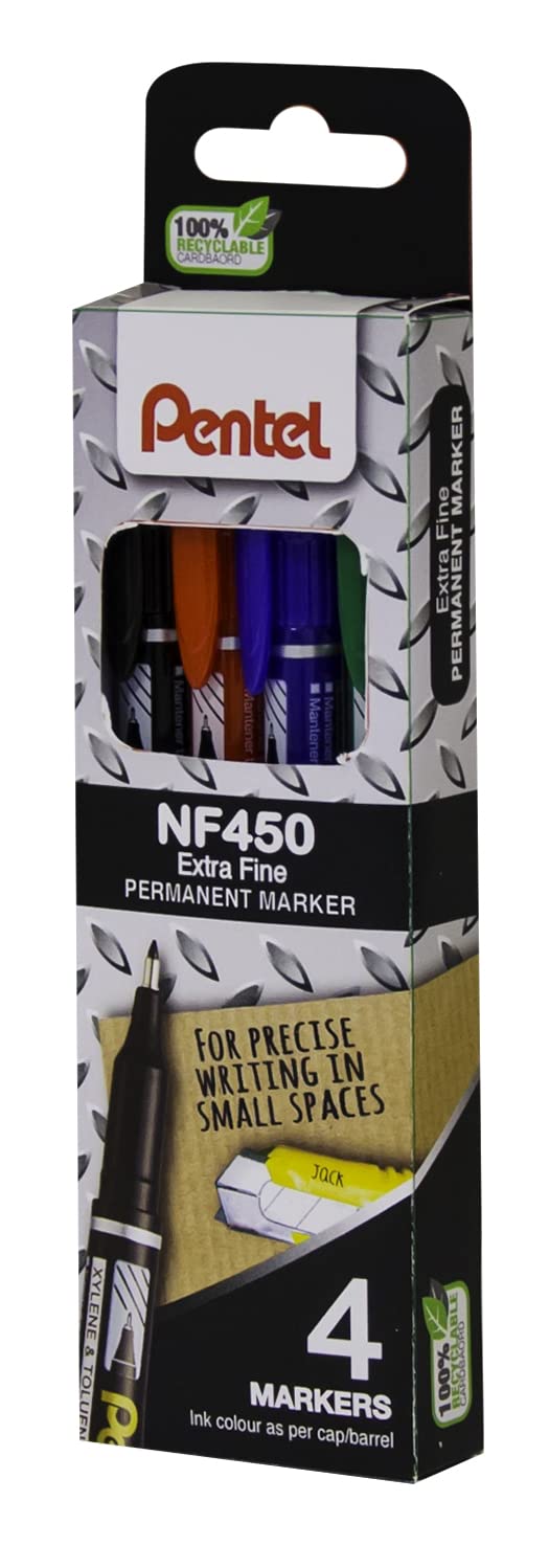 Pentel Extra Fine Permanent Marker 4pc Wallet Assorted