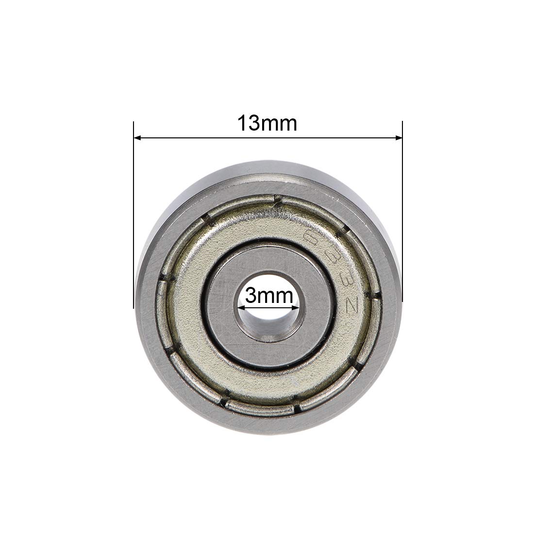 sourcing map 633ZZ Deep Groove Ball Bearings 3mm Inner Dia 13mm OD 5mm Bore Double Shielded Chrome Steel Z2 10pcs