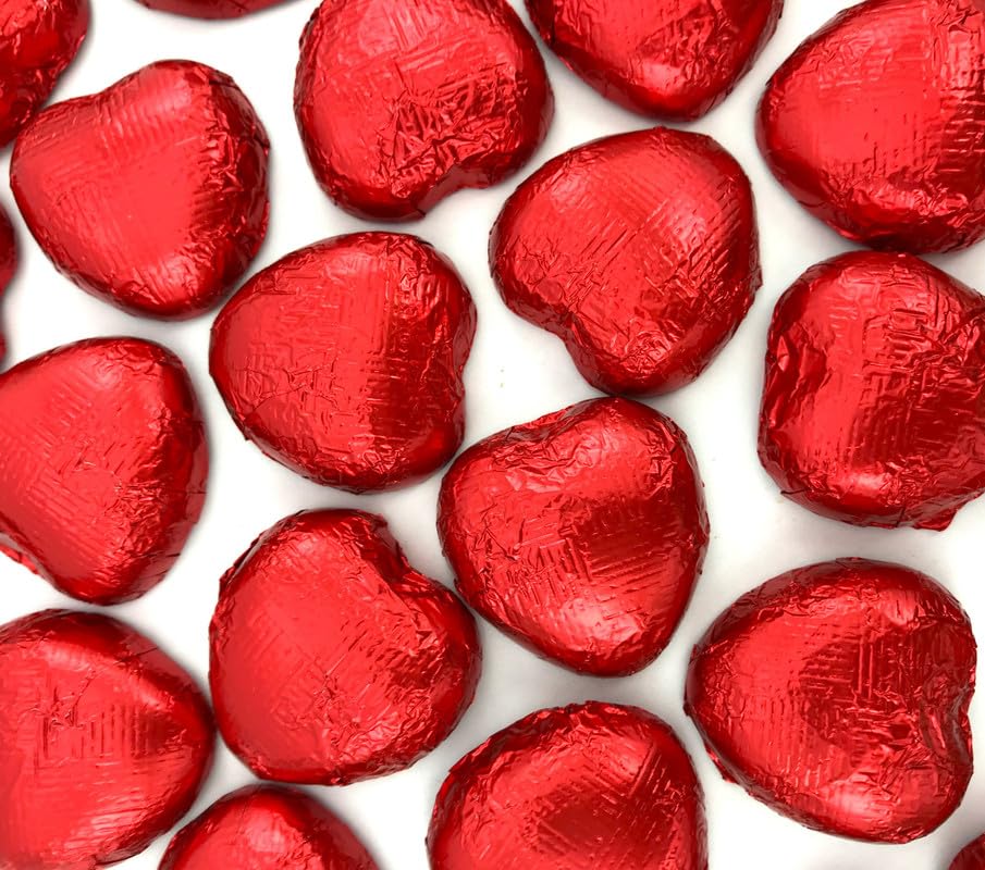 Luxury Milk Chocolate Hearts - For Wedding Favours, Anniversary, and Mothers Day - 30 Red Hearts