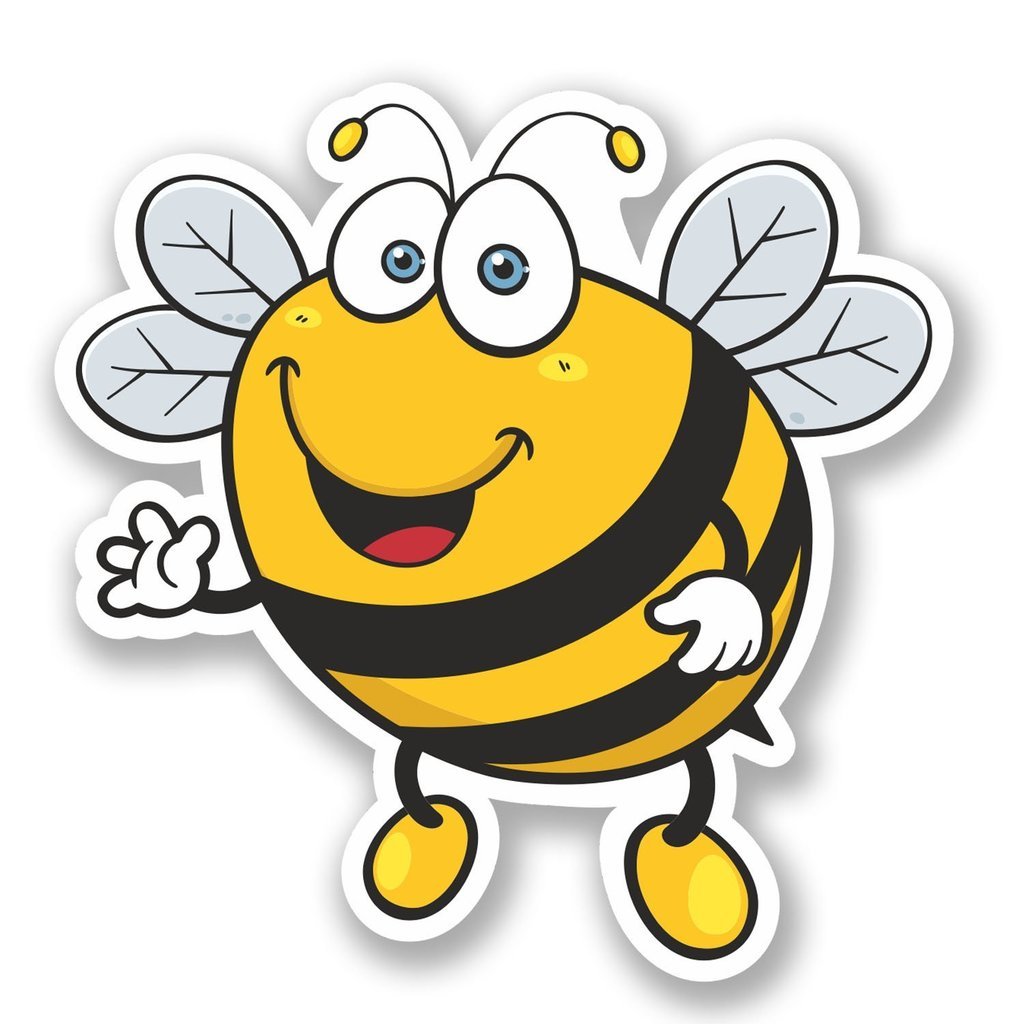 2 x 10cm/100mm Happy Bee Vinyl Sticker Decal Laptop Travel Luggage Car iPad Sign Fun #5346